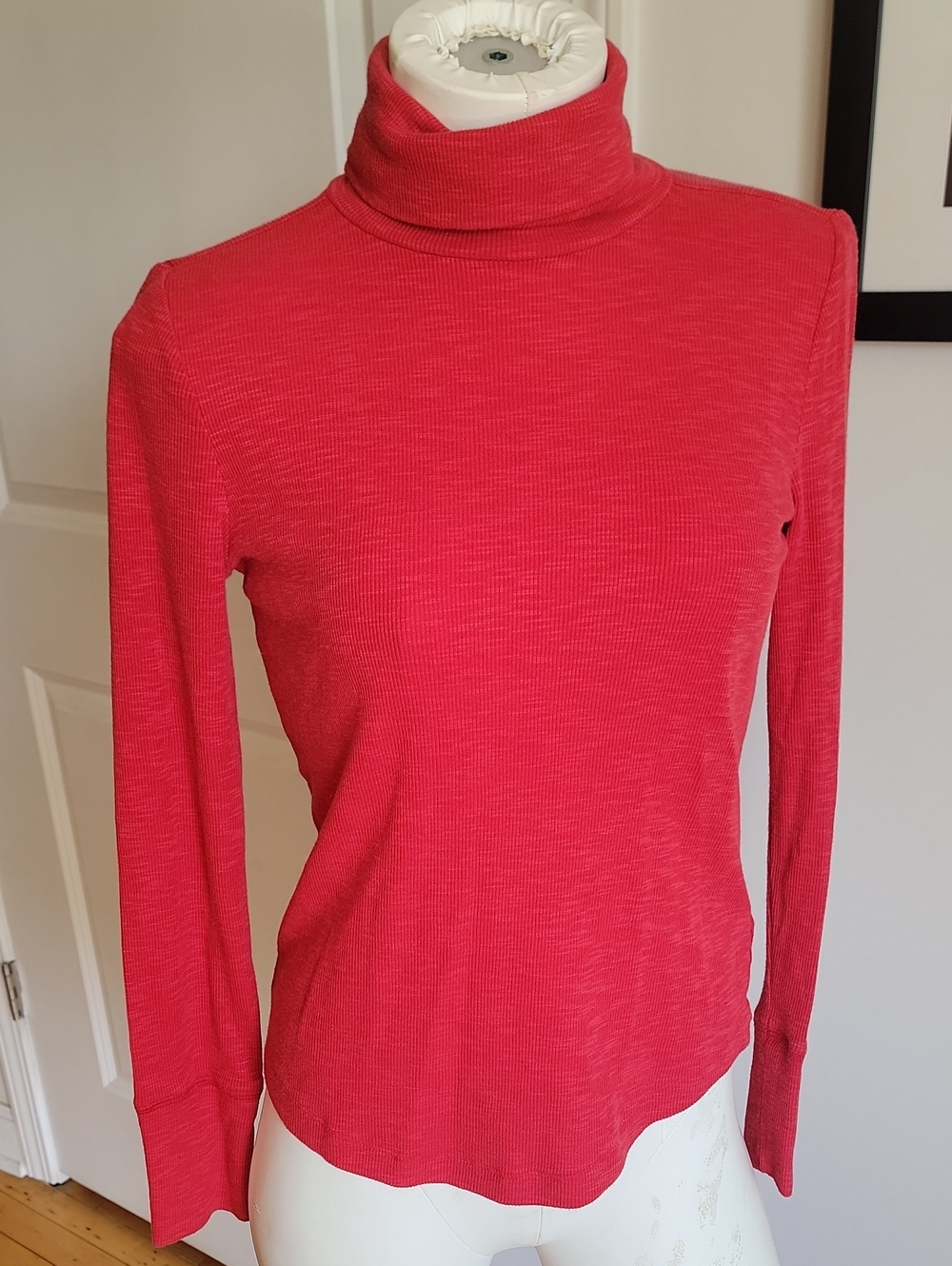 Gap Petite Crimson Red Ribbed Knit Turtleneck Long Sleeve Top XS XSP
